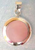 Sterling silver pendant in rounded white/pink mother of pearl seashell inlay, randomly pick by wholesaler.