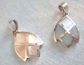 Geometrical sterling silver pattern with assorted mother of pearl seashell embedded, in assortment of designs/colors