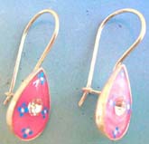 925.sterling silver clip-in enamel earring  water drop shape with 