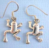 Stamped 925.Thai sterling silver earring on French wire with frog outline