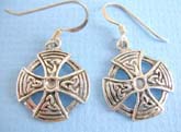 Fish hook 925.stamped sterling silver earring  circular shape with celtic cross design