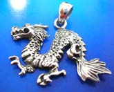 Oriental cartoon running dragon design sterling silver 925 Thailand made pendant 