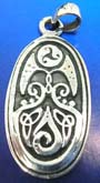 Oval  sterling silver pendant with multi Celtic mystic sign descor in middle