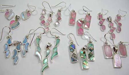 Pearl seashell sterling silver jewelry set