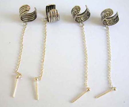  ear clips engraved earring made with 925. sterling silver, randomly picked