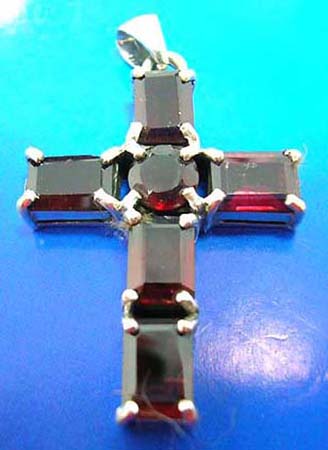  garnet stone cross sterling silver pendants with 