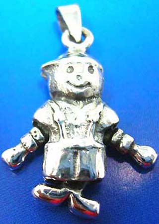  arms and legs movable little boy outline sterling silver pendant