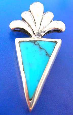  sterling silver pendant embeded turquoise semi-precious stone