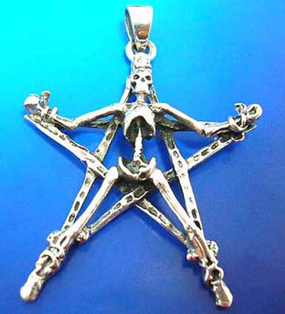  skeleton nailed on star shape sterling silver pendants with 