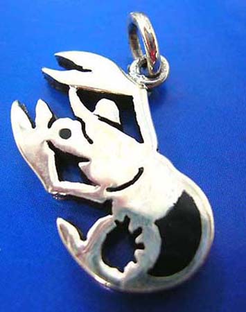  lobster sterling silver pendant with onyx
