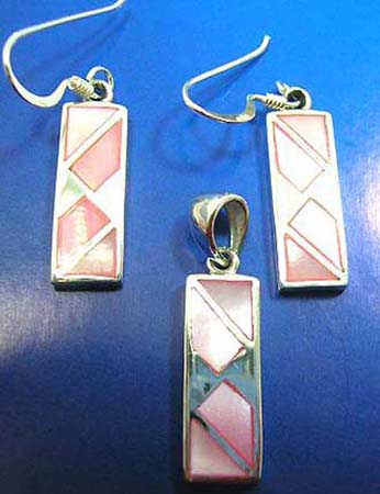 pink mother of pearl seashell jewelry set