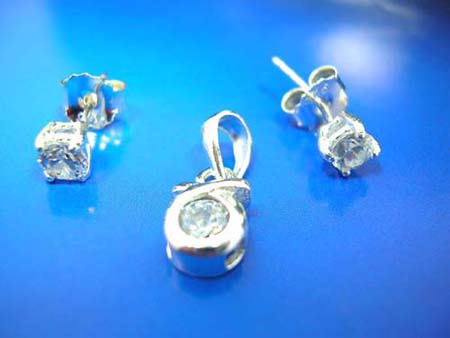 costume sterling silver cz jewelry set