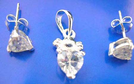 cubic zirconia (cz) earrings, pendant set, cz jewelry set