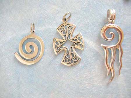 sterling silver pendant spiral cross